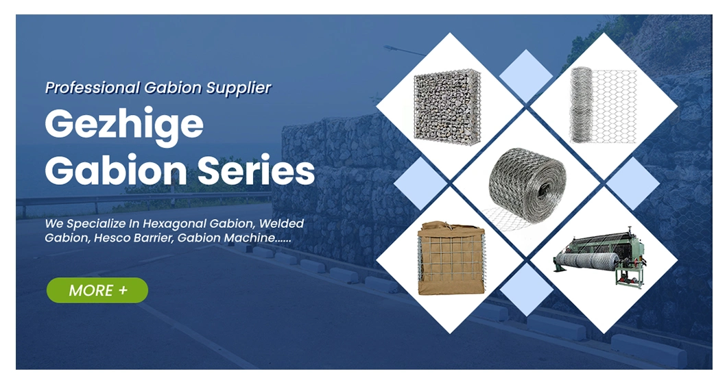 Gezhige 60X80 mm Stone Gabion Box Manufacturers 3.0-4.0mm Selvedge Wire Thickness Industries Galvanized PVC Coated Gabion China Hexagonal Woven Gabions Box