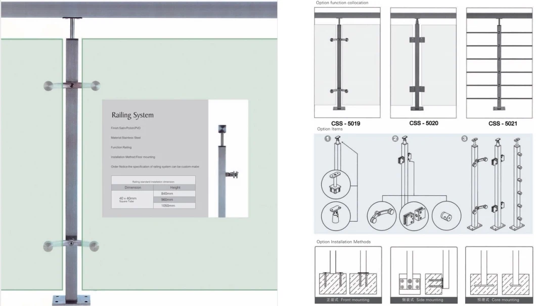 Stainless Steel Wire Cable Handrail Balustrade / Css-2285