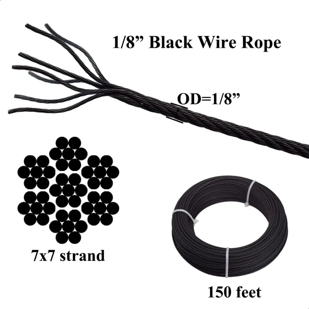 Factory 7X7 Black Stainless Steel Wire Rope for Sale