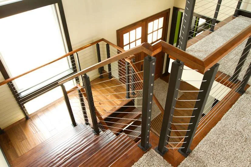 Stainless Steel Railing Post Balcony Side Mounted Cable Wire Stair Railing Balustrade with Railing Post