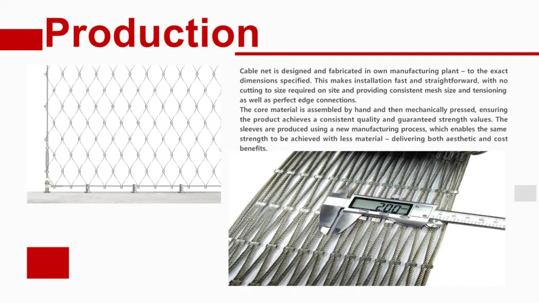 Decorative Stainless Steel Ferruled Wire Rope Mesh Railing Fence