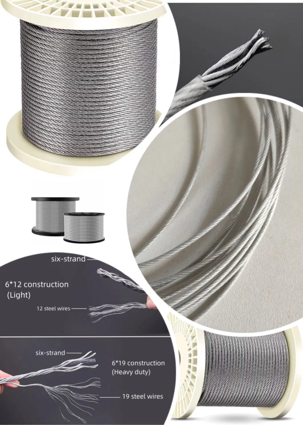 Stainless Steel Plastic Coated Rubber Coated Wire Rope PU Wire Rope Nylon Wire Rope Wear-Resistant Wire Rope