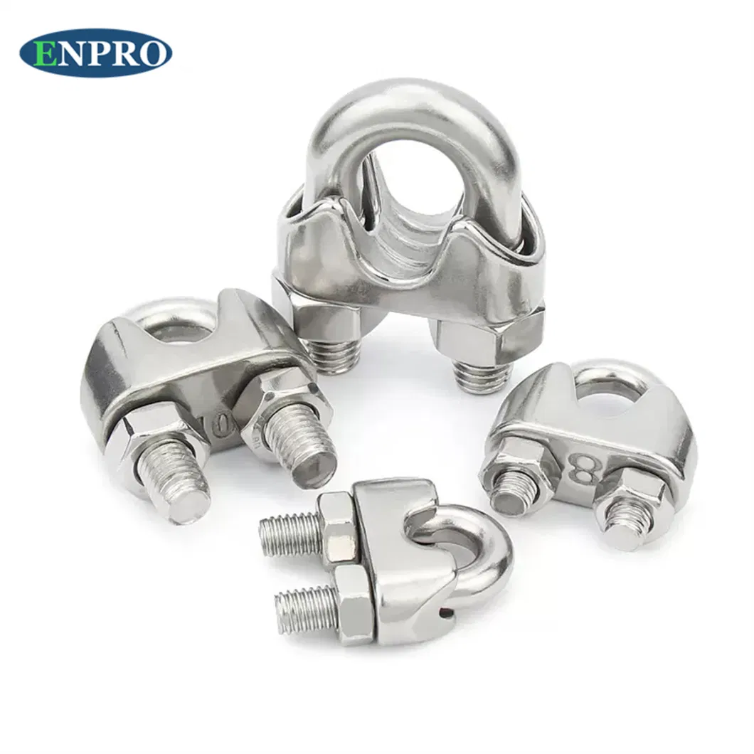 Factory Wholesale Cast Stainless Steel Fastener U-Bolt Simplex Wire Rope Cable Clip and Bolts Wire Rope Clamp