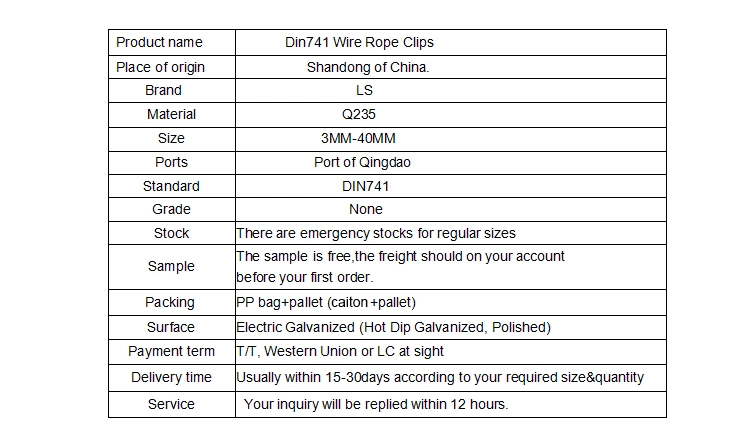 Good Quality DIN741 Wire Rope Clamp