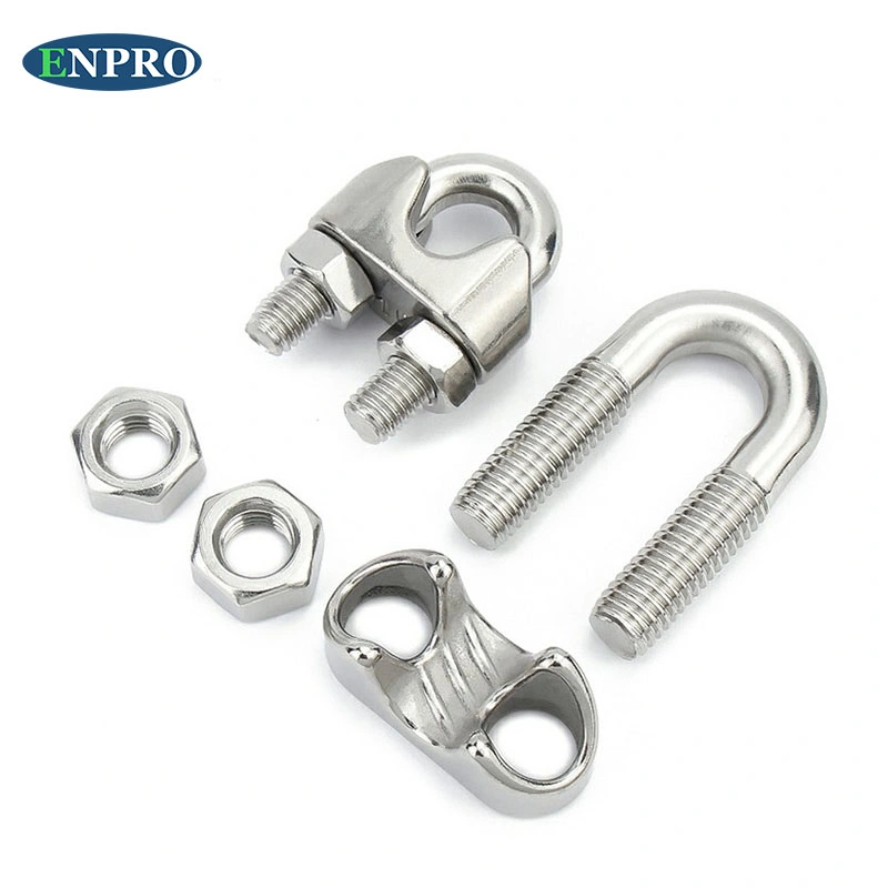 Factory Wholesale Cast Stainless Steel Fastener U-Bolt Simplex Wire Rope Cable Clip and Bolts Wire Rope Clamp