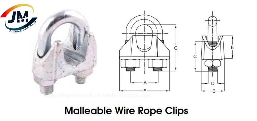 Wholesale China 8mm Malleable Cast Wire Rope Clamp Stainless Steel DIN741 Ss