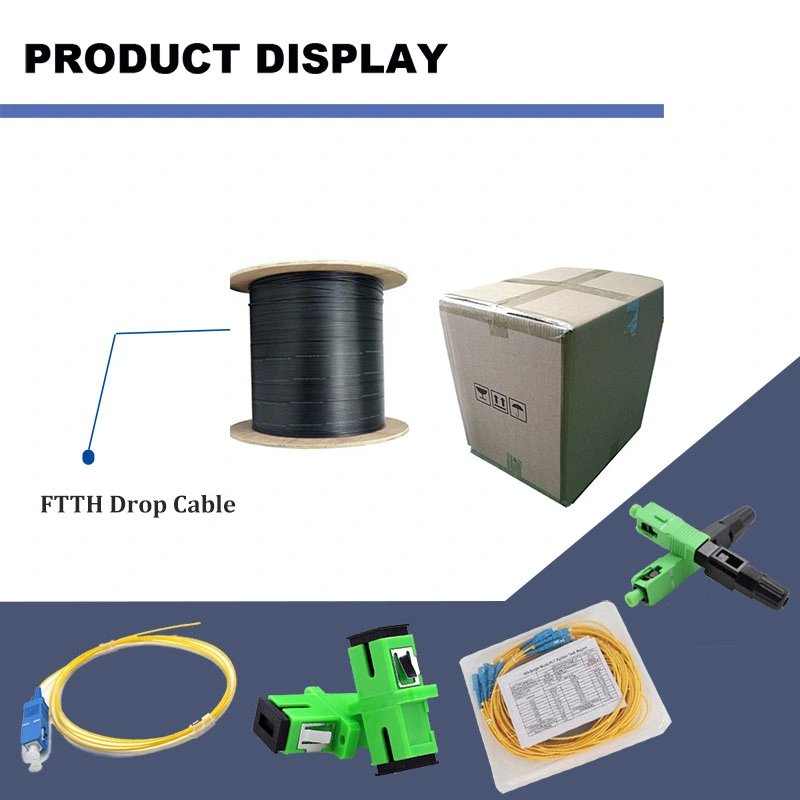 Self-Supporting Outdoor Steel Messenger Wire FRP G657 FTTH Drop Fibra Optica 1 2 4 Core Fiber Optic Drop Cable