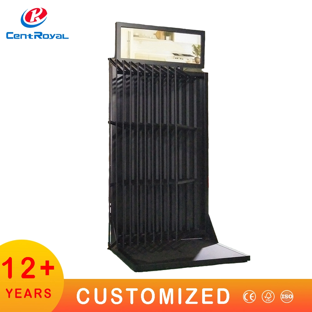 Customized Floor Standing Metal Ceramic Tile Display Stand Rack with Wheels