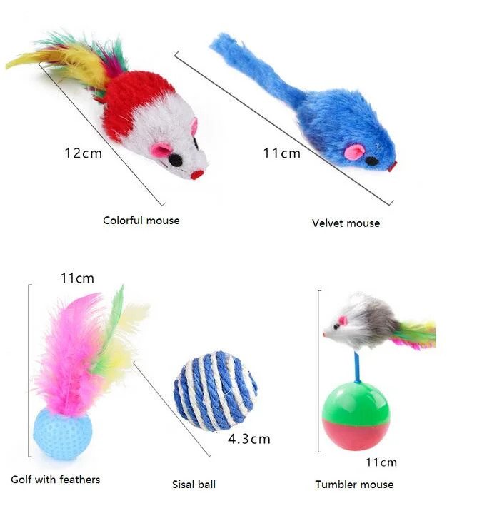 2022 21PCS Cat Toys Interactive Kitten Toys Assortments Tunnel Balls Fish Feather Teaser Wand Mice