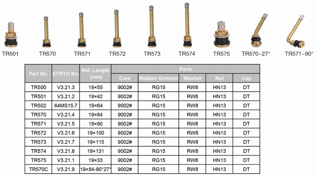 Tubeless Clamp-in Tire Valve for Truck and Bus