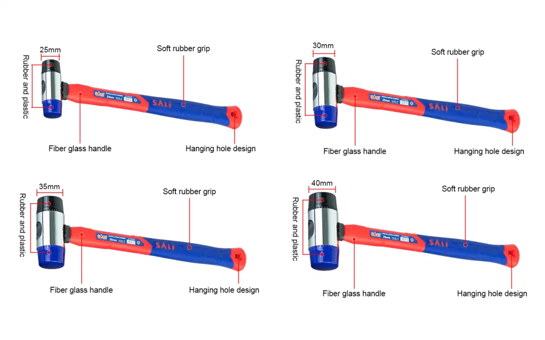 Sali S10080030 30mm Iron Head Double-Faced Rubber Soft Hammer