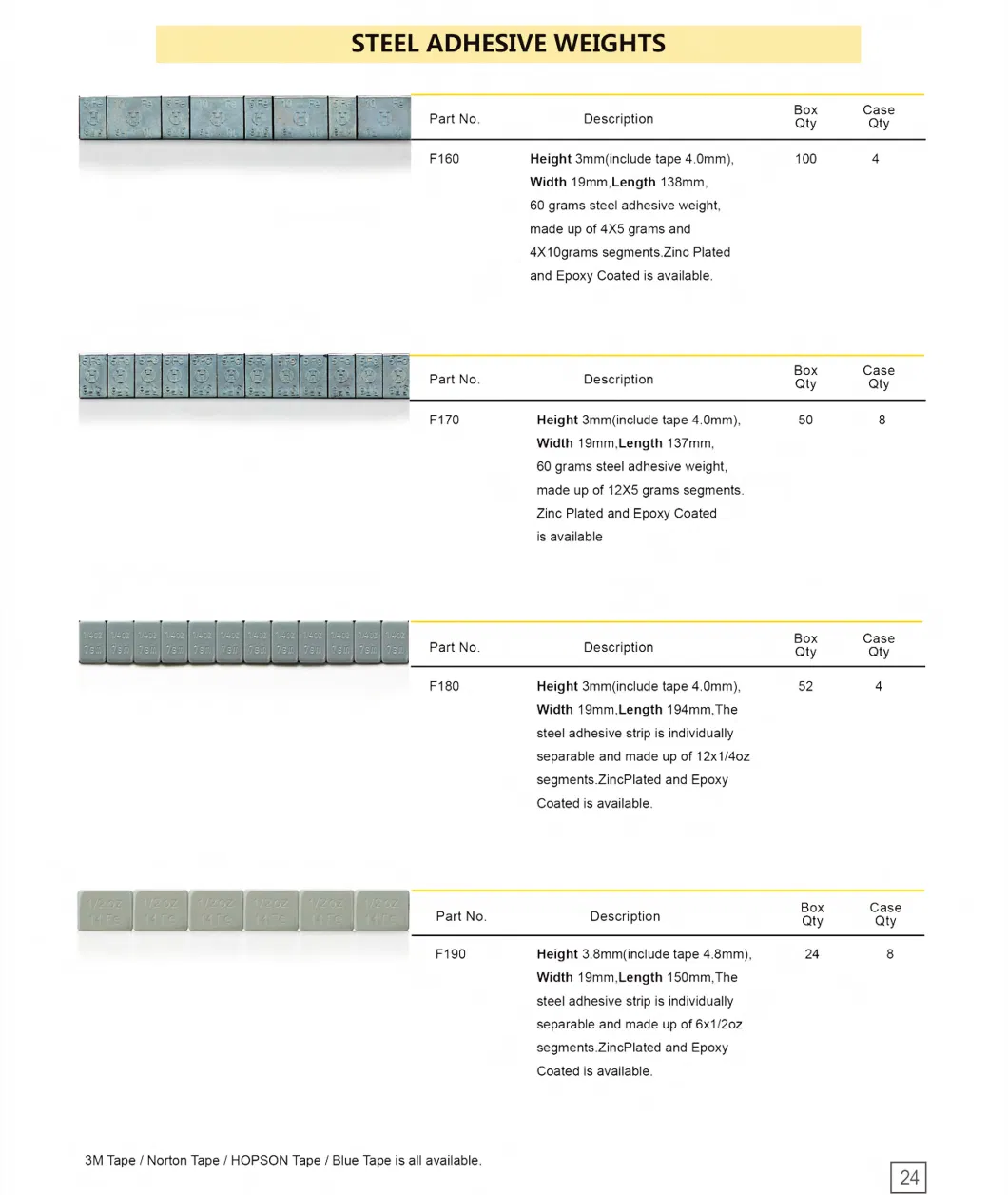 Zn/Zinc Adhesive Wheel Balance Weights Z105