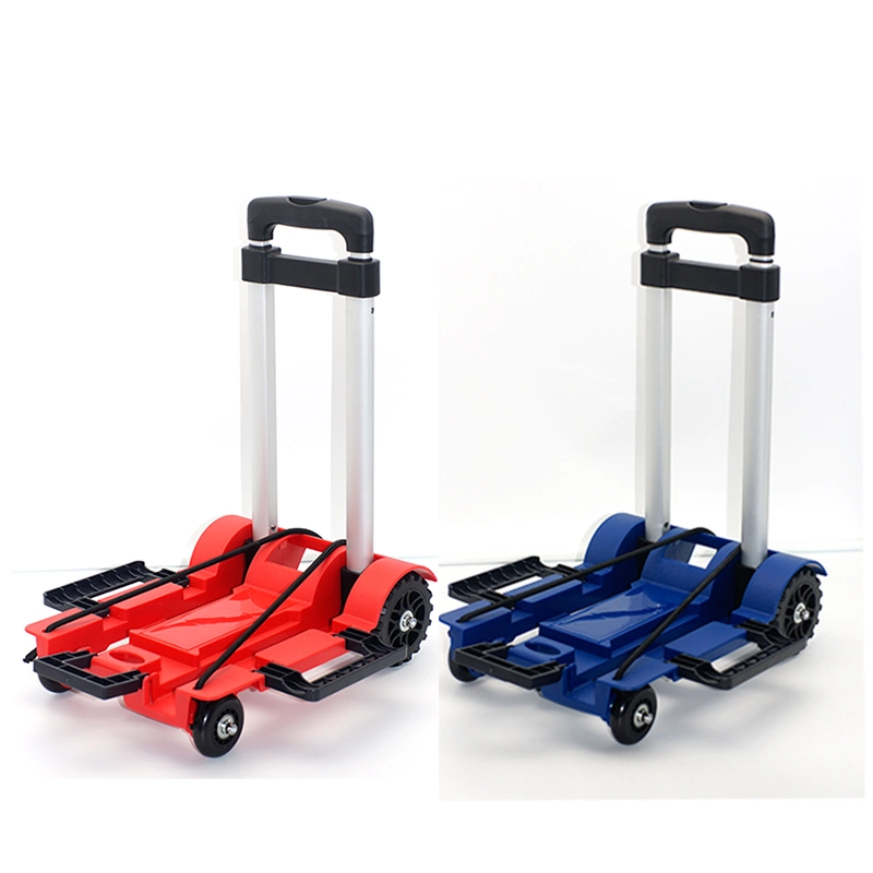 4 Wheels Mini Foldable Trolley Hand Truck Aluminum Alloy Dolly Portable Cart for Home Office Shopping Travel Use Compact Light Weight