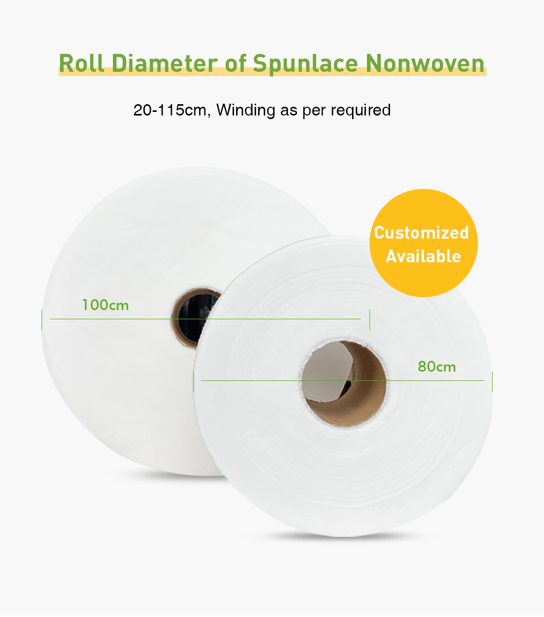 35GSM-75GSM Spunlace Nonwoven Fabric Rolls for Wet Wipes Raw Materials