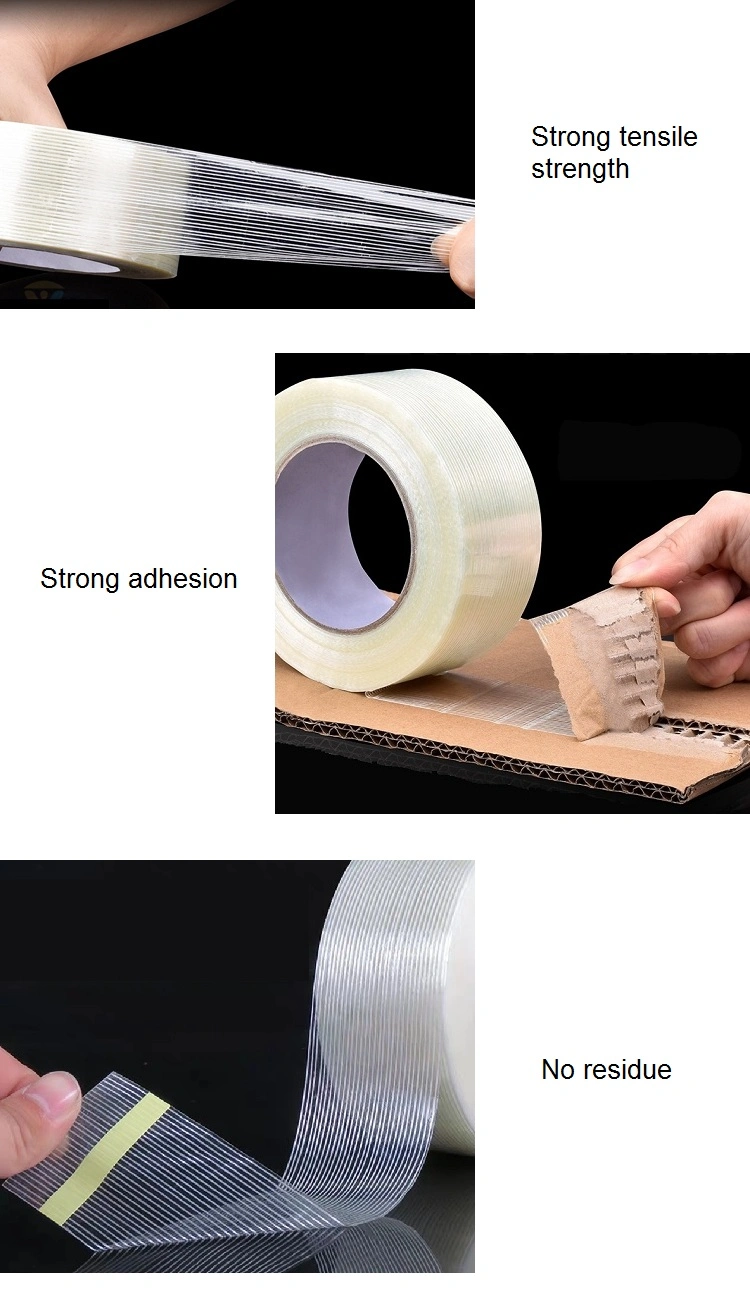 Transparent Self Adhesive Reinforced Strapping Fiberglass Filament Tape for Heavy Packing