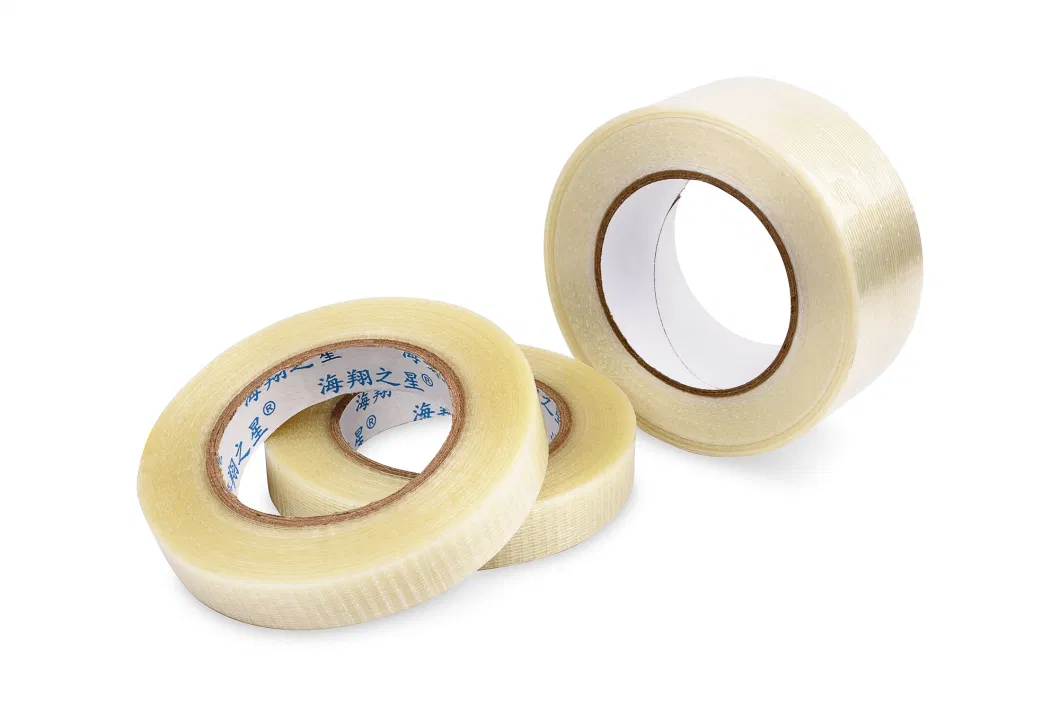 Heavy Packing Transparent Acrylic Self Adhesive Reinforced Straight Strapping Mesh Cross Fiberglass Filament Tape