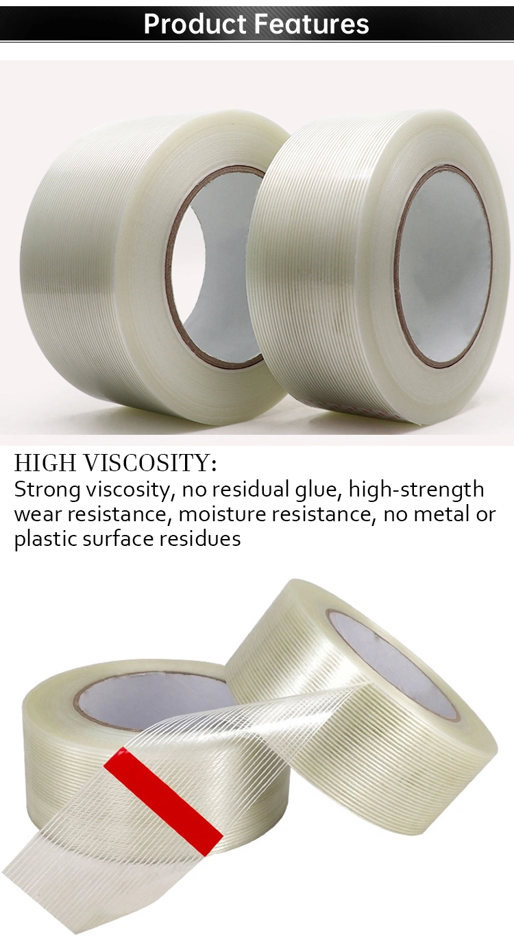 Hot-Melt Glue Strong Adhesive Strength Reinforced Fiberglass Packing No Residue Filament Tape