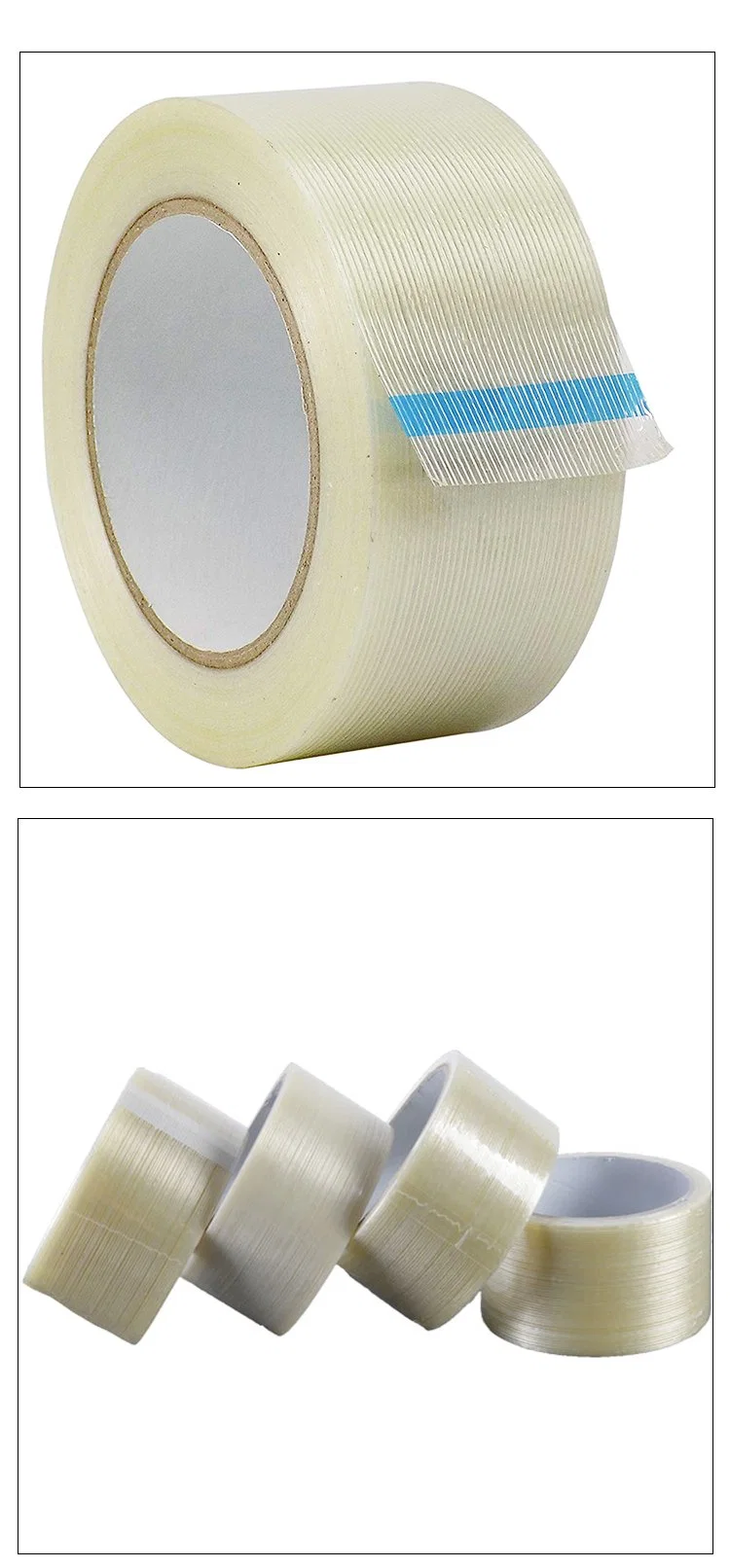 Custom Printed Transparent Fiberglass Mono Strapping Self Adhesive Filament Tape