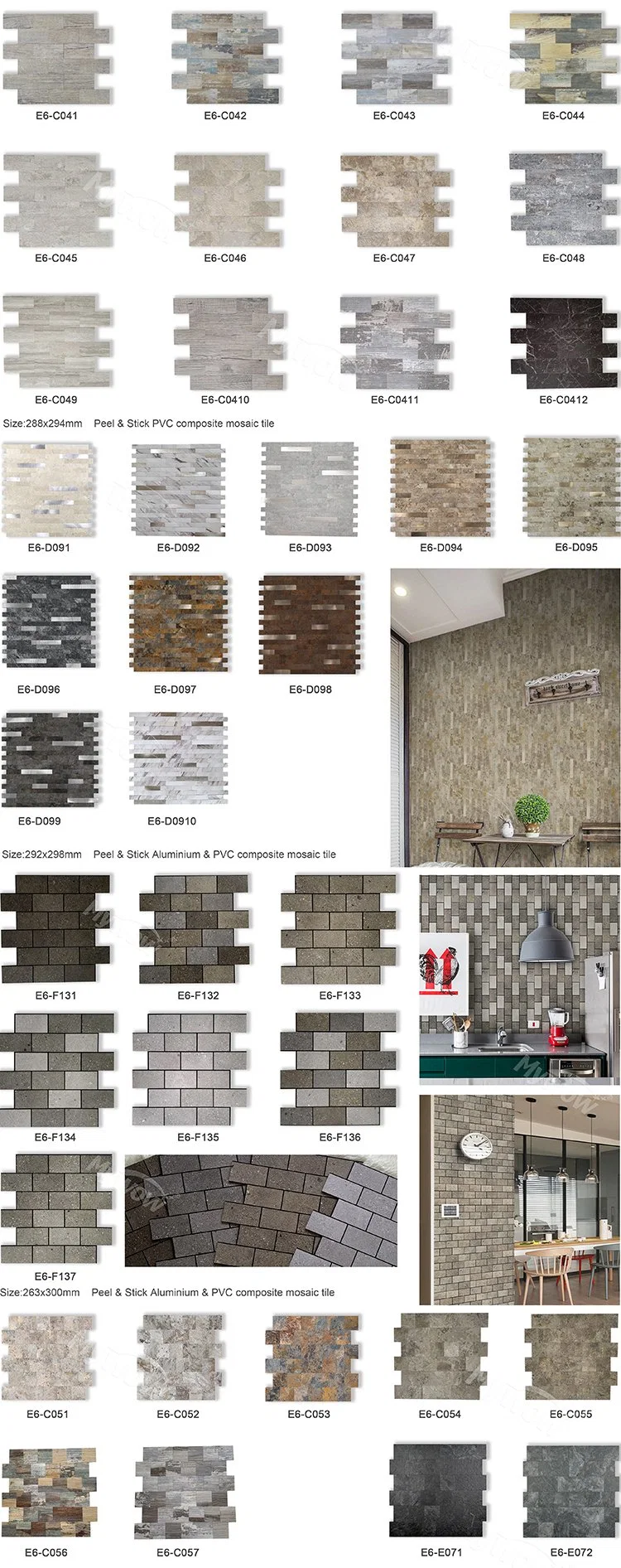 Mosaic Peel and Stick Backsplash Waterproof Self-Adhesive Sticker for Interior Decor