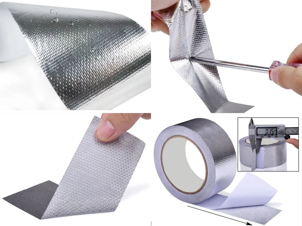 Aluminium Glass Cloth Aluminum HVAC Foil Fiber Fireproof Fiberglass Adhesive Laminated Aluglass Tape