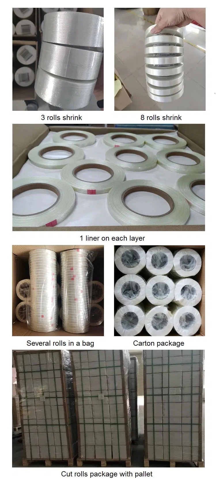 Transparent Self Adhesive Reinforced Strapping Fiberglass Filament Tape for Heavy Packing