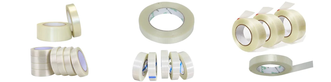 Double Sided Silicone Adhesive Fiberglass Reinforced Cross Weave Mesh Strapping Packing Filament Tape