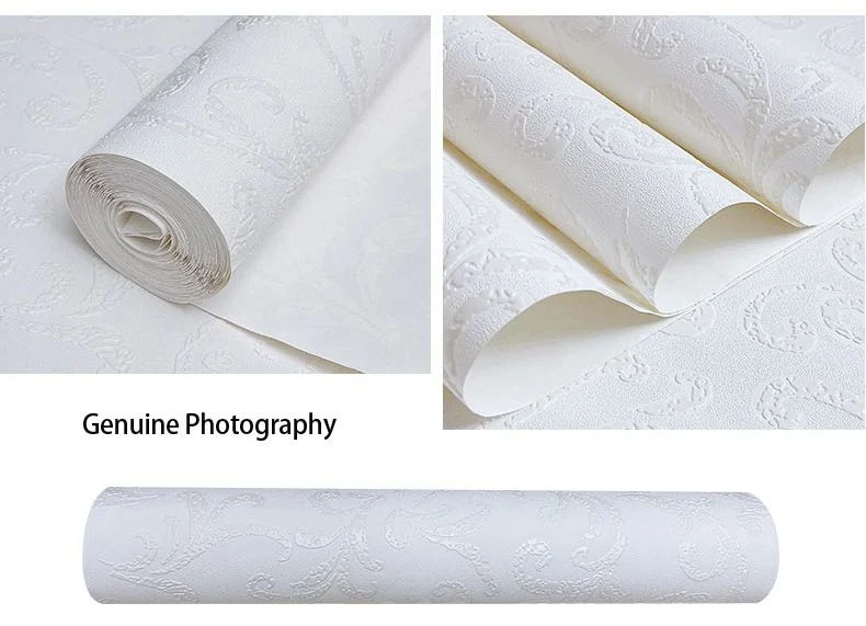 Fabric Grain Non-Woven Luxury White Textured Plain Vinyl Paintable Wallpaper