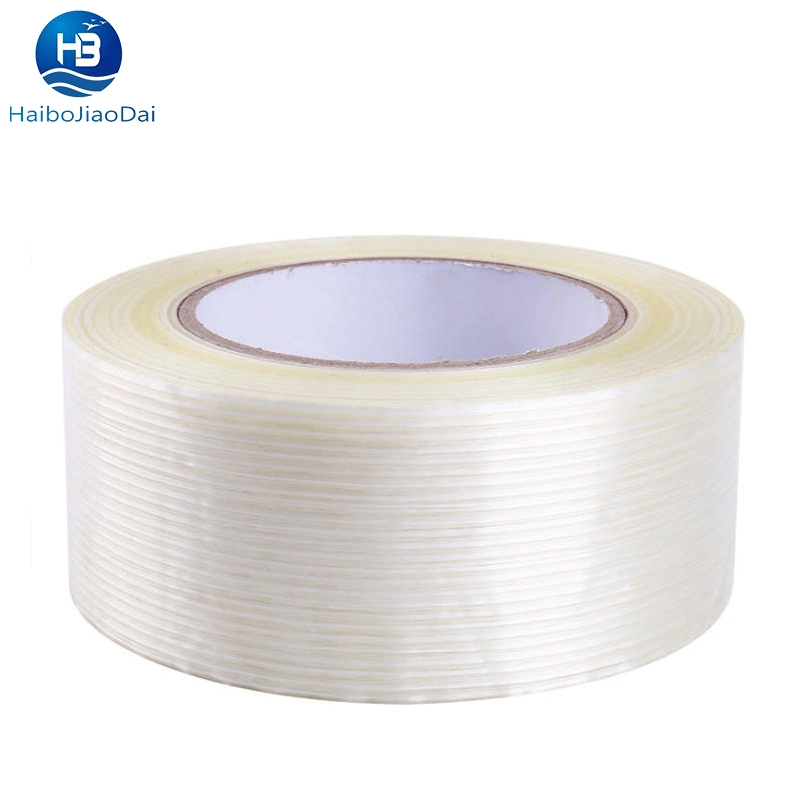 Waterproof High Strength Straight Line Clear Fiber Filament Tape Used for Decorative Packaging of Metal and Wood