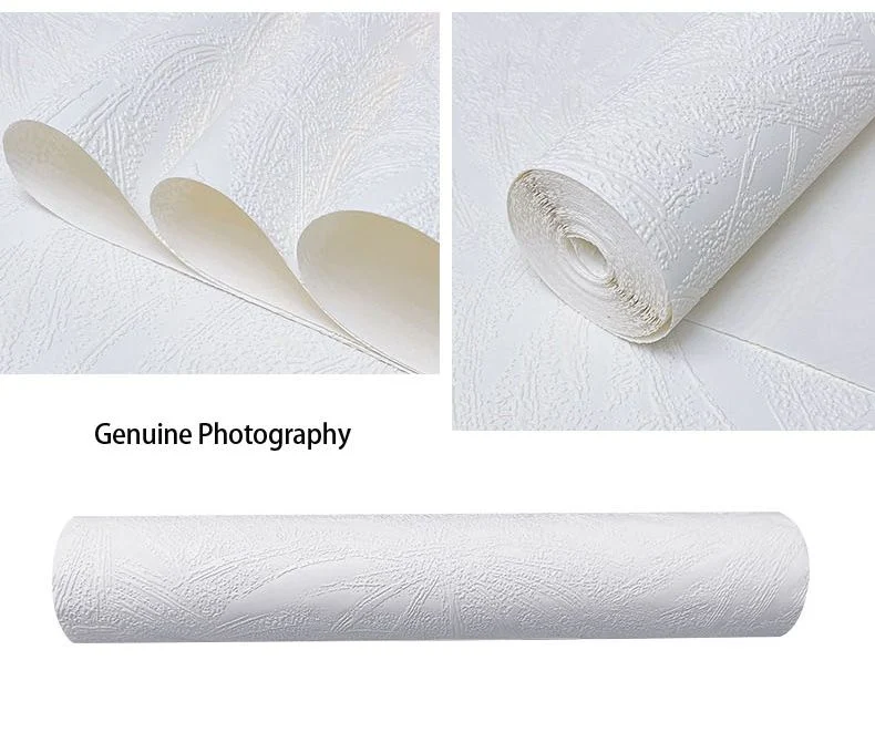 Fabric Grain Non-Woven Luxury White Textured Plain Vinyl Paintable Wallpaper