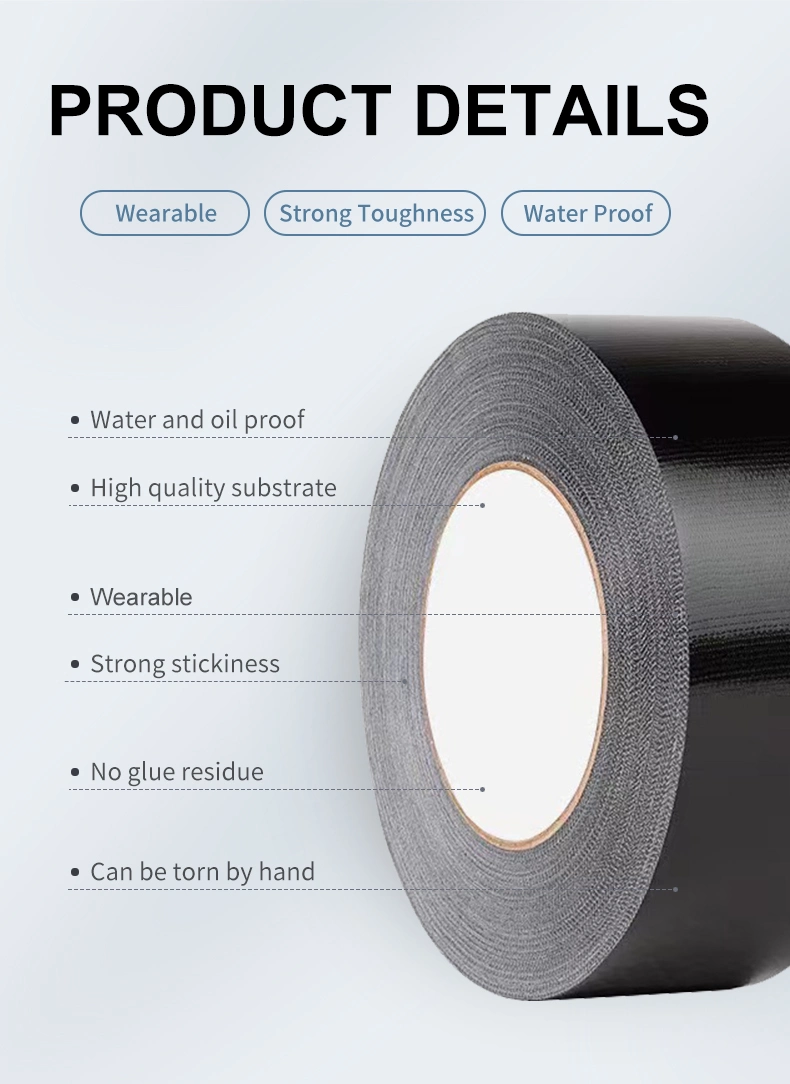 Strong Adhesive Black Thick Hot Melt 230 Mic Heavy Packaging Waterproof PE Cloth Duct Tape Gaffer Tape Pipe Wrapping Tape