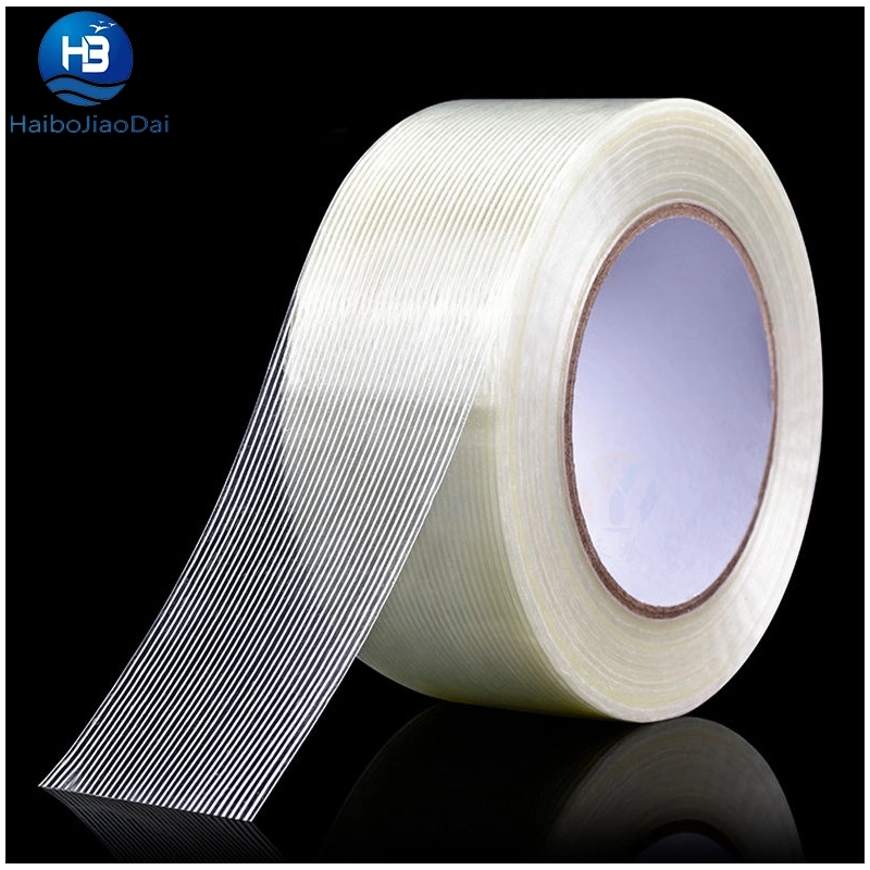 Waterproof High Strength Straight Line Clear Fiber Filament Tape Used for Decorative Packaging of Metal and Wood