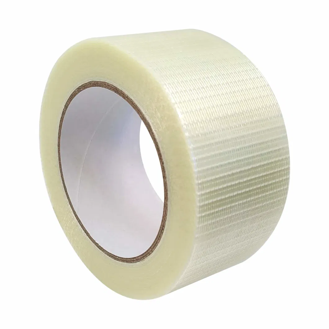 Bi-Directional Filament Strapping Tape, Heavy Duty Transparent Reinforced Fiberglass Tape for Packaging Sealing Binding Fixing Supplies