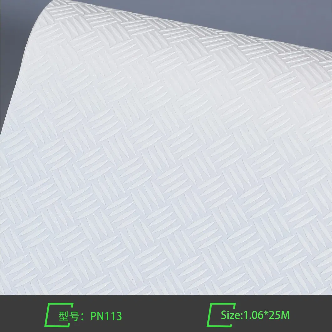 Fabric Grain Non-Woven Luxury White Textured Plain Vinyl Paintable Wallpaper