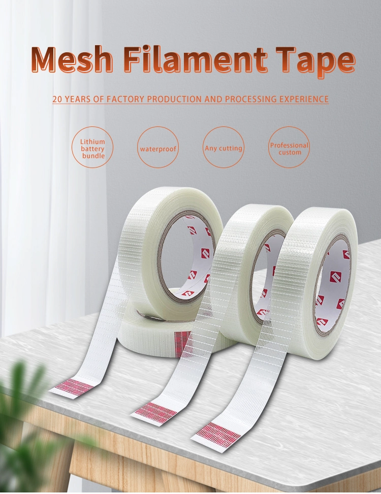 High Adhesion Mesh Hot Melt Adhesive Filament Strapping Tape for Packaging