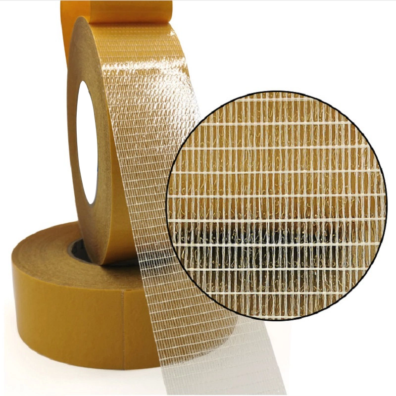 Glass Cloth Insulating Fiber Join Tape Hotmelt Glue Cross Weave Fiber Adhesive Double Sided Carpet Fiberglass Mesh Tape Plain Glass Fiber Strength Strapping