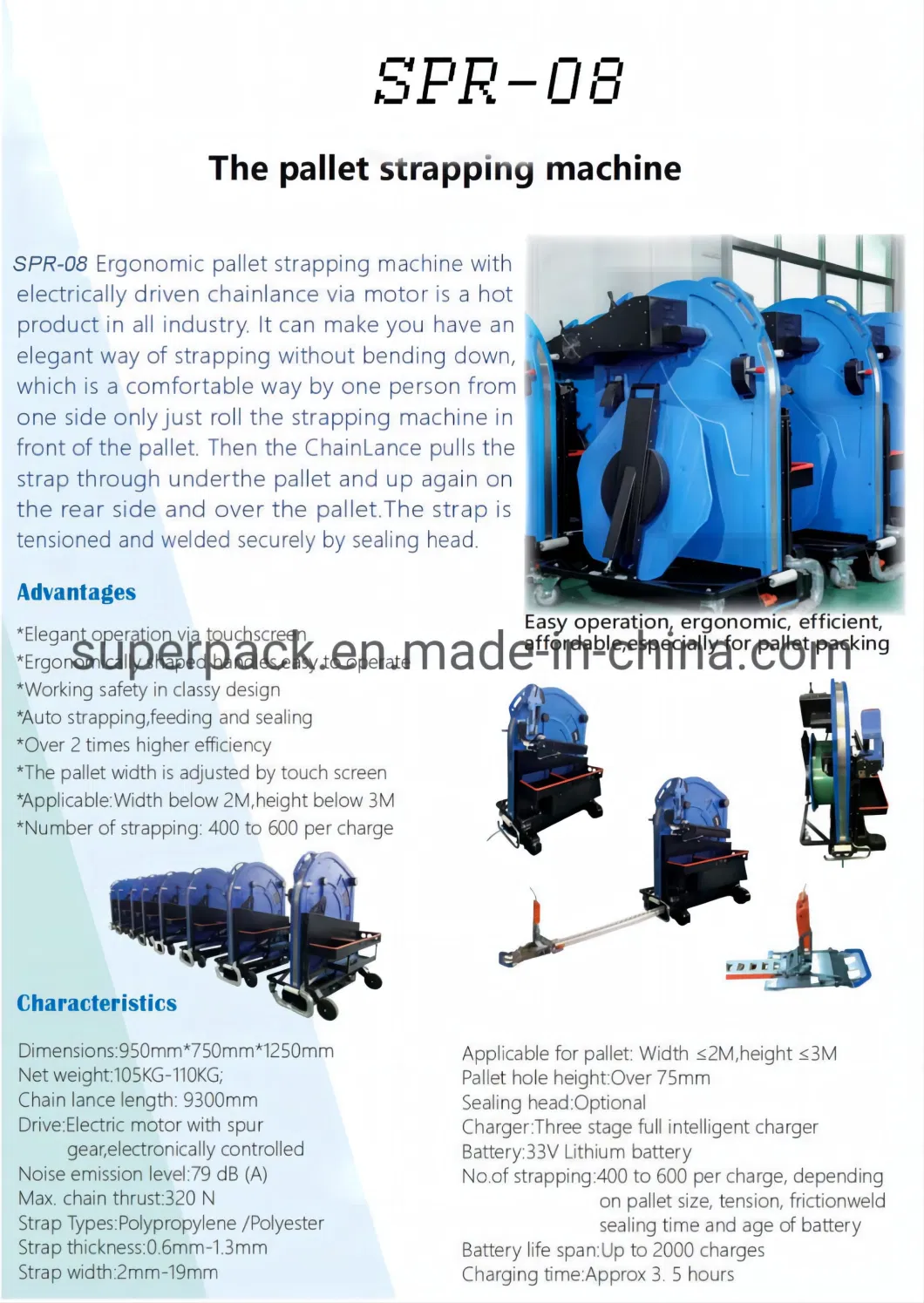 12-19 mm Pet /PP Strap Strapping Machine for Heavy Pallet