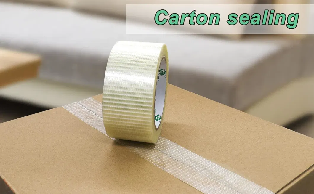 Bi-Directional Filament Strapping Tape, Heavy Duty Transparent Reinforced Fiberglass Tape for Packaging Sealing Binding Fixing Supplies