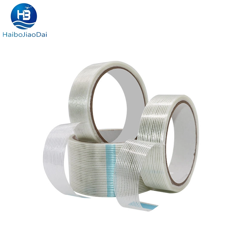 Waterproof High Strength Straight Line Clear Fiber Filament Tape Used for Decorative Packaging of Metal and Wood