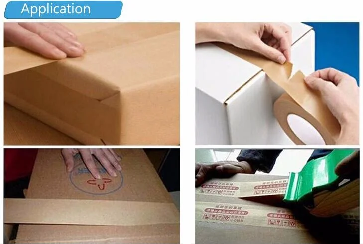 Water Activated Reinforced Fiberglass Carton Gummed Fabric Self Adhesive Custom Packing Brown White Gum Packaging Printed Central Fiber Branded Kraft Paper Tape