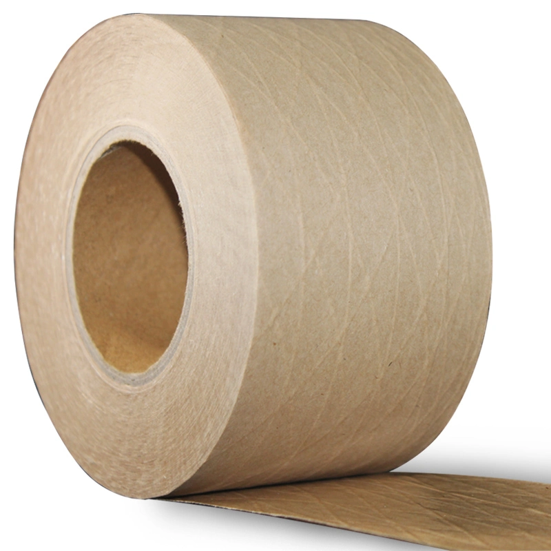 Water Activated Reinforced Fiberglass Carton Gummed Fabric Self Adhesive Custom Packing Brown White Gum Packaging Printed Central Fiber Branded Kraft Paper Tape