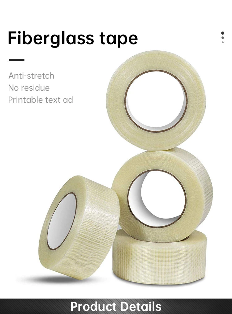 Bidirectional Reinforced Hot Melt Cross Filament130mic Packing Fiberglass Tape