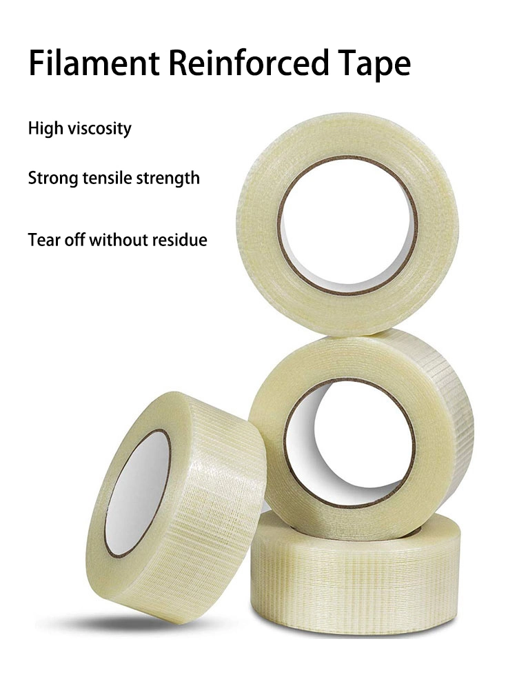 Transparent Self Adhesive Reinforced Strapping Fiberglass Filament Tape for Heavy Packing