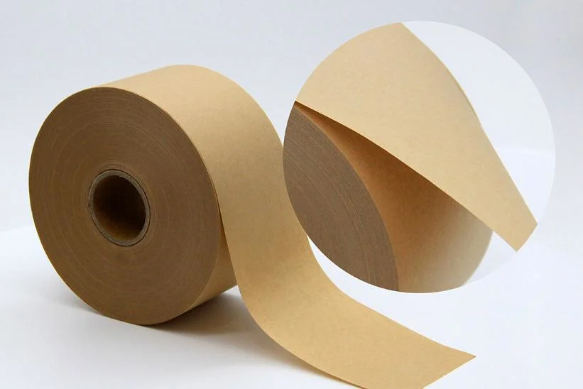 Water Activated Tape, Reinforced Gummed Kraft Paper Packing Tape, Brown, 2.75 Inches X 375 Feet, Sealing Tape with Fiberglass Backing