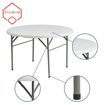 Outdoor 48 Inch Fold in Half White Plastic Round Folding Table for Banquet