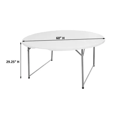 Heavy Duty 60 Inch Portable Fold in Half Plastic Round Folding Tables for Wedding Party