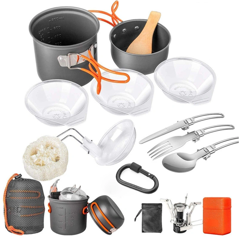 New Arrived High Quality Camping Cookware Mess Kit for Backpacking Gear for Outdoor Camping