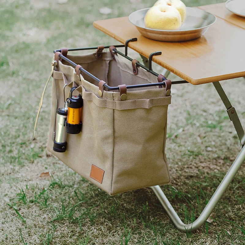 Storage Bag Outdoor Camping Table Side Hanging Bag for Mountain Customers Foldable Canvas Picnic Convenient Storage Bag