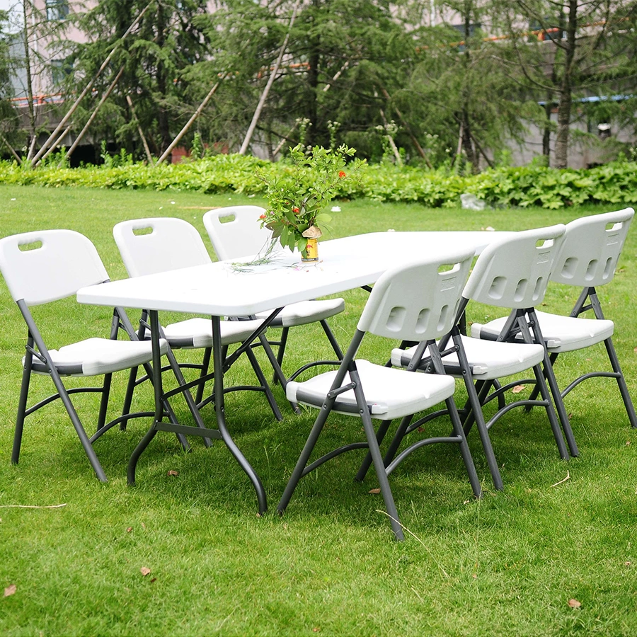 Cheap Outdoor 6 FT Rectangle Foldable White Plastic Folding Table