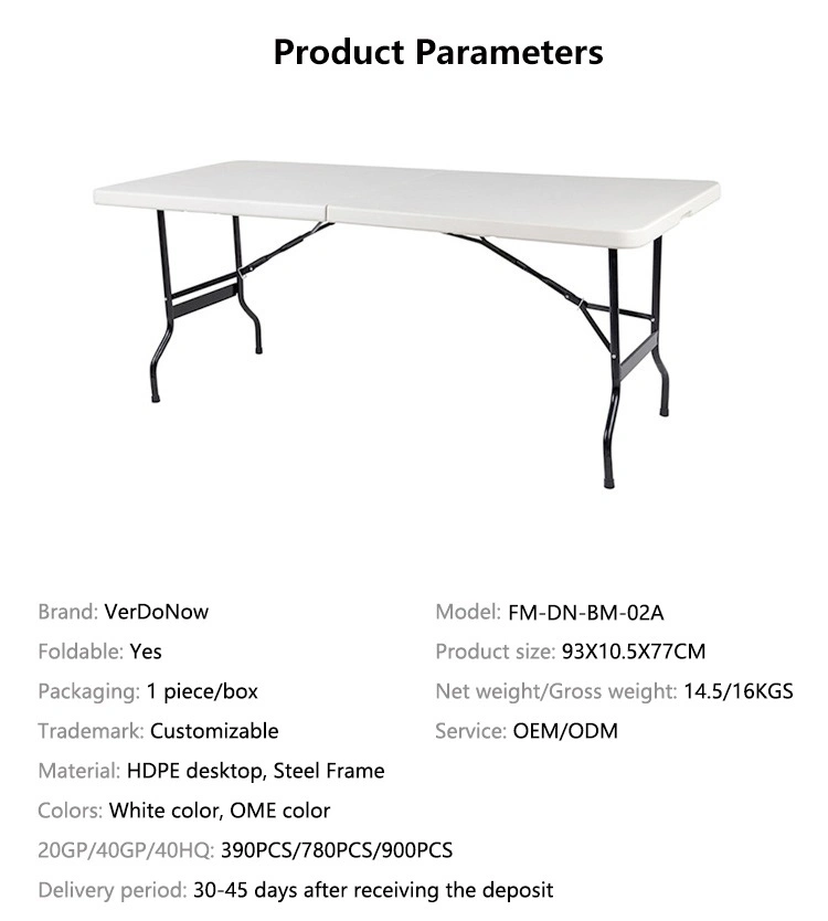 Outdoor 6 FT Folding Table with Chairs