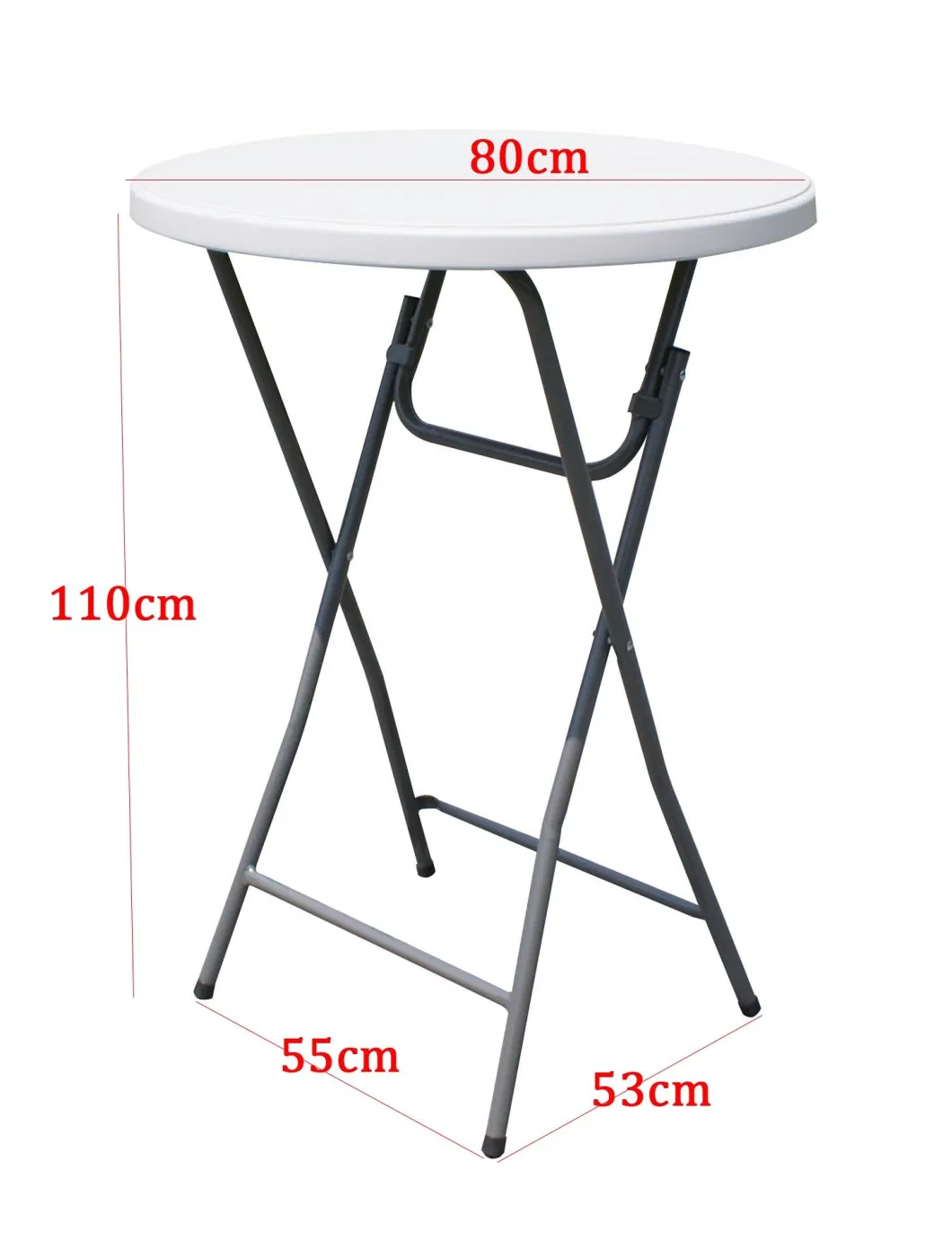 High Top Bistro Tables HDPE Plastic Portable Folding Cocktail Bar Table for Party Rental, Round Bar Table